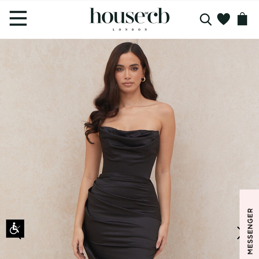 House of CB Black Adrienne Satin Strapless Corset Dress